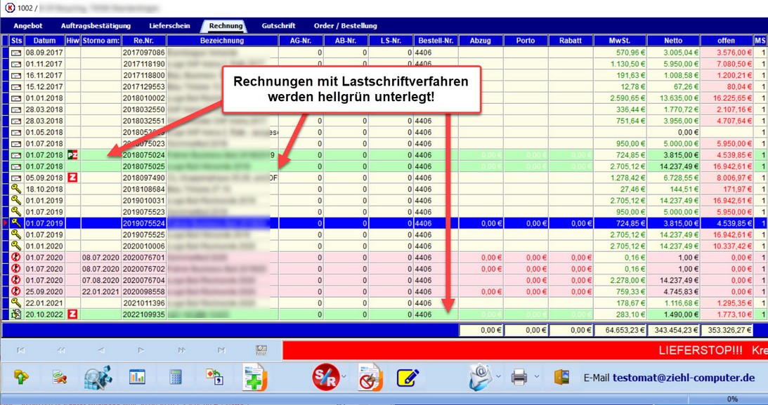 Rechnungen mit Lastschriftverfahren